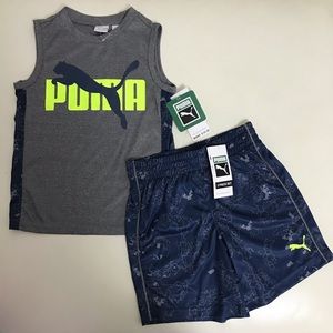 Puma boy active sleeveless top shorts set